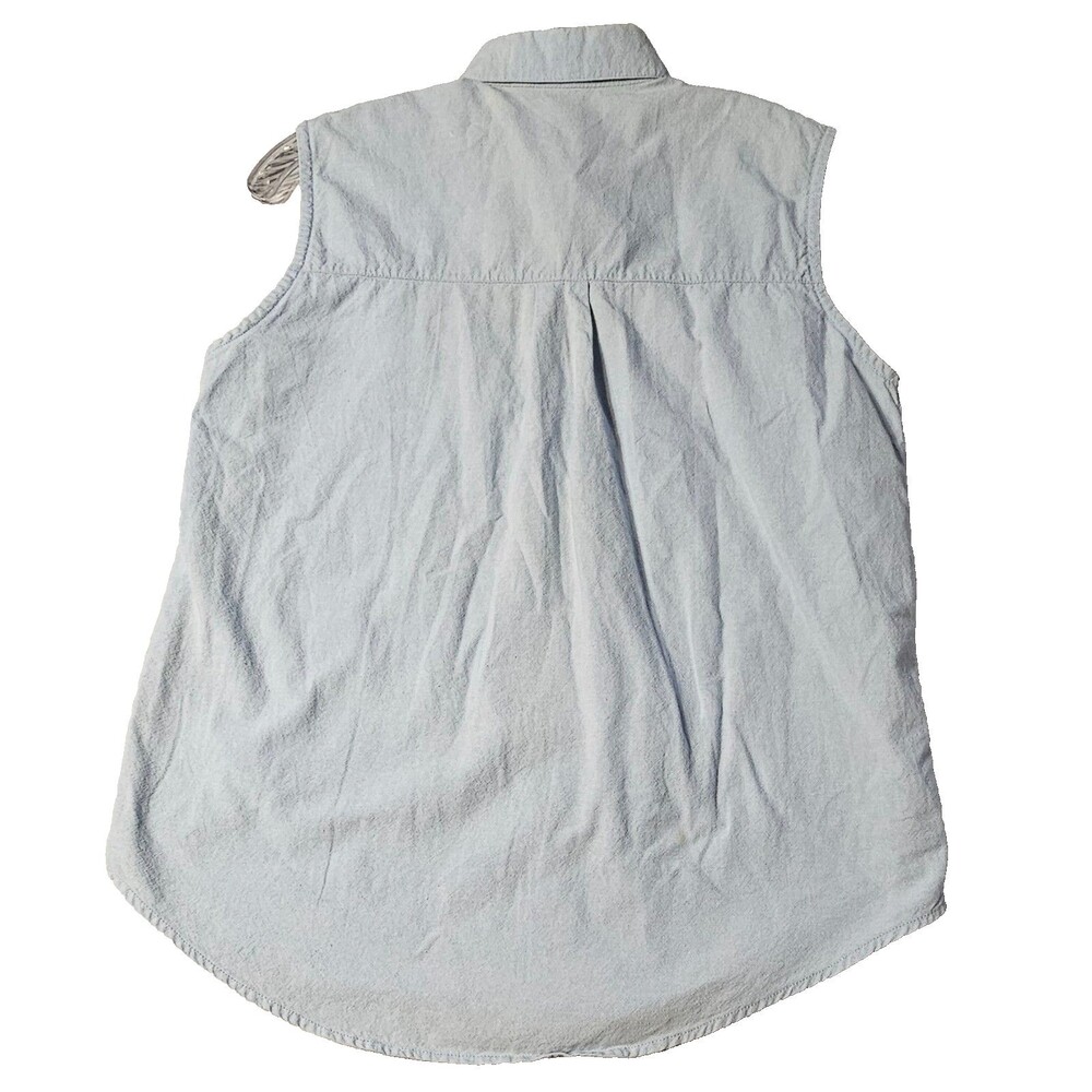 Jane Ashley Chambray Shirt L Floral Beaded Embroidered Y2K 90s Western Sleeveles - Picture 4 of 9